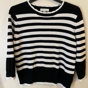 Greige Black and White Striped Women's Sweater size large